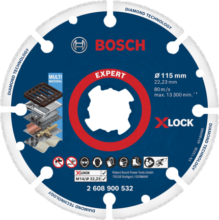 Bosch Professional Diamanttrennscheibe Diamond Metal Wheel für Stahl, Edelstahl, Gusseisen, X-Lock, Ø 115 mm, Zubehör Winkelschleifer
