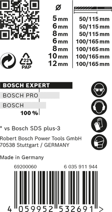 10 St. Bosch Hammerbohrer SDS plus  Ø10 mm x 100/165 mm EUR 1,29 / Einheit 