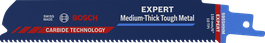Bosch EXPERT Säbelsägeblatt aus mitteldickem, robustem Metall.