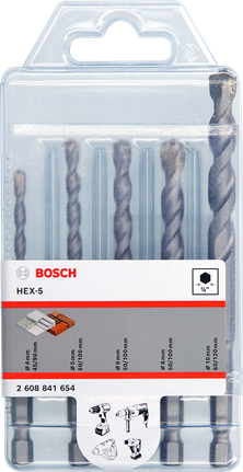 Bosch HEX-5 Betonbohrer-Set, 5-teilig, verschiedene Größen.