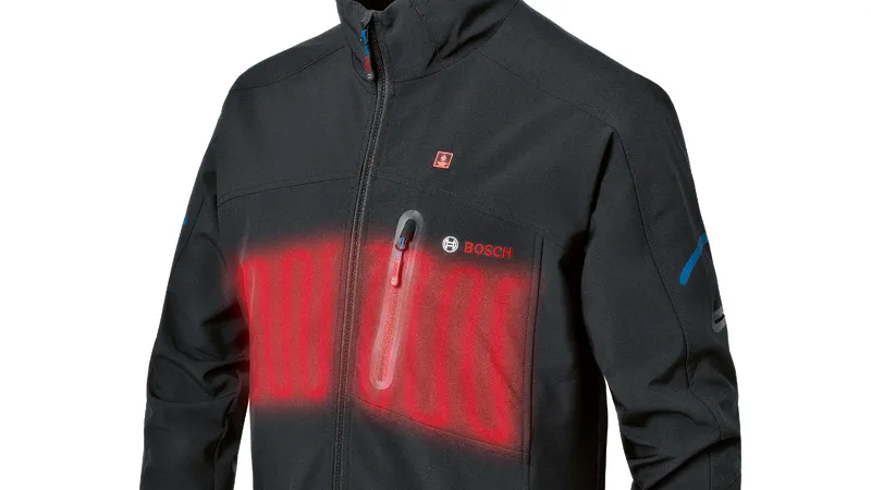 Bosch GHJ 12+18V XA beheizte Jacke mit Softshell-Gewebe.