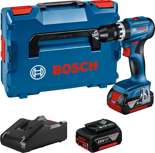 Bosch GSB 18V-45 Bohrer-Set mit Akku und Ladegerät.