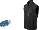 Bosch GHV 12+18V XA beheizte Weste und USB-Adapter.