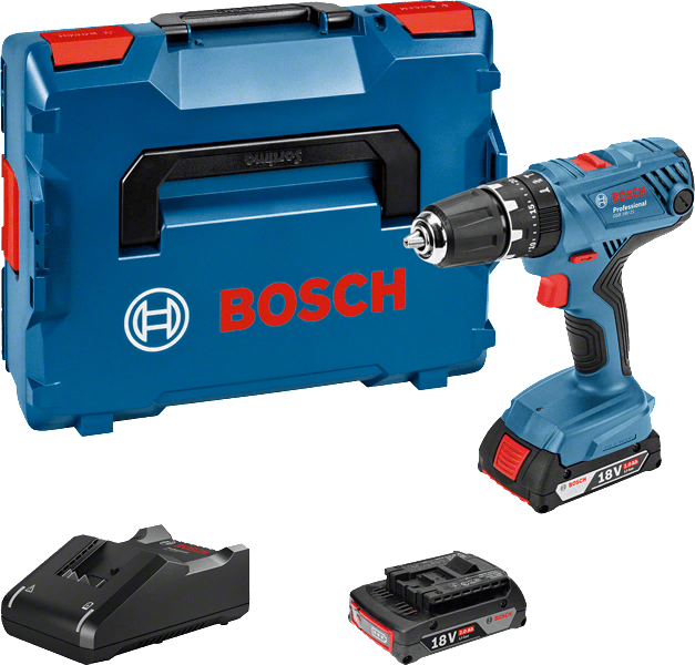 Extra 35 tlg Bosch GSB 18V-21 Professional Schlagbohrschrauber 2x 2,0 Ah 