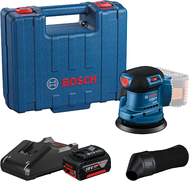 Bosch GEX 185-LI Exzenterschleifer-Set mit 125-mm-Teller.