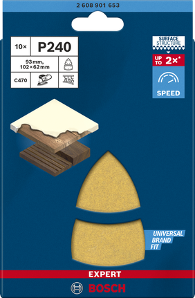 Bosch EXPERT C470 P240 Schleifpapier 93×102 mm 10er-Pack.
