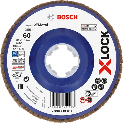 Bosch X-LOCK Fächerscheibe X551 für Metall, Körnung 60.