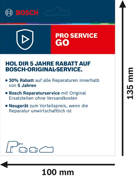 Bosch ProService Go 5 Jahre Reparatur-Rabattkarte.