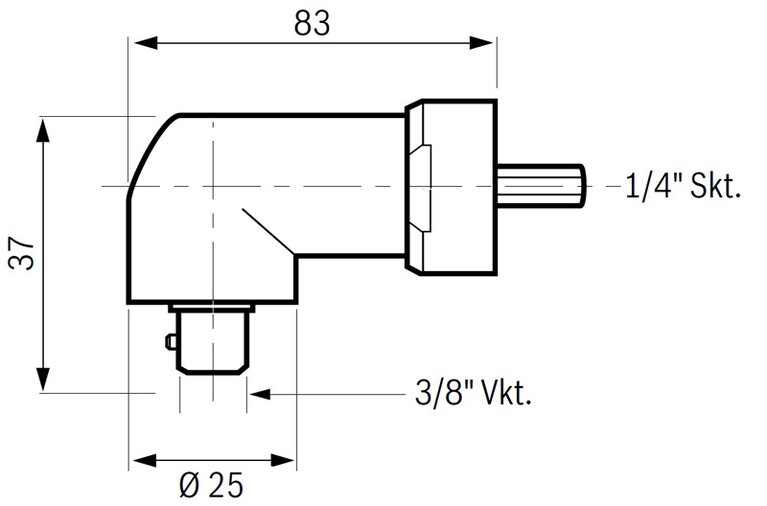 Winkelkopf 3/8"-Vierkant-Abtrieb