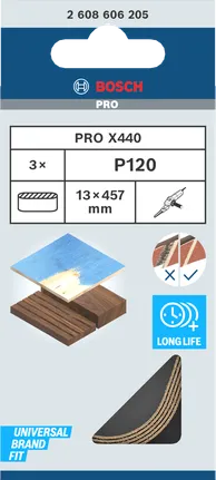 Bosch PRO X440 Schleifband 13x457mm G120 3er-Pack.