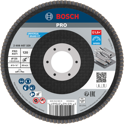 Bosch PRO X571 Fächerscheibe 125 mm G120 für Metall.