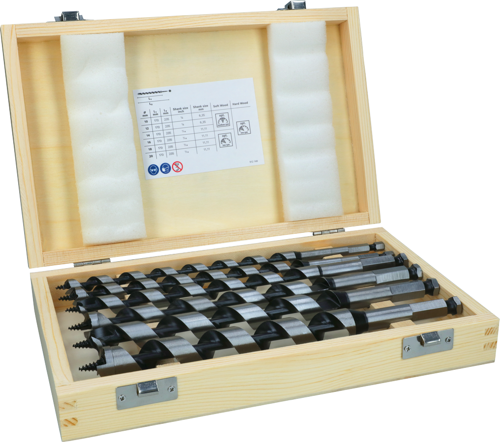 Bosch PRO Holzschlangenbohrer-Set L235, 6-tlg. im Holzkoffer.