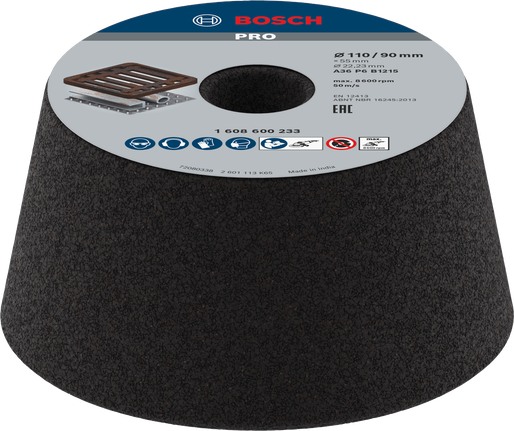 Bosch PRO Metal Konische Topfscheibe G36 zum Schleifen von Metall.