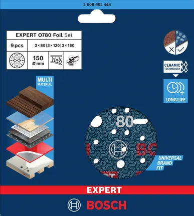 Bosch EXPERT O780 Folienschleifteller-Set 150 mm.