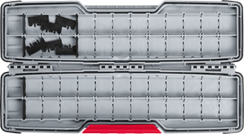 Bosch PRO Tough Box Großes Zubehörfach geöffnet.