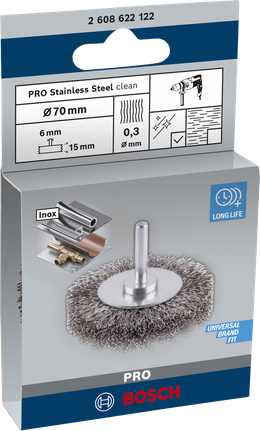 Bosch PRO Edelstahl-Reinigungsdrahtrad 70 x 0,3 mm.