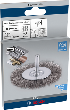Bosch PRO Edelstahl-Reinigungsdrahtrad 80×0,2 mm.