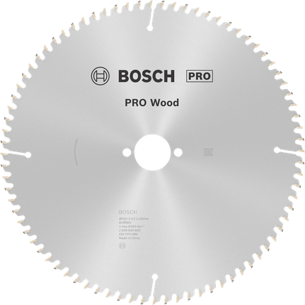 Bosch PRO Wood Kreissägeblatt, 250 mm, 80 Zähne.