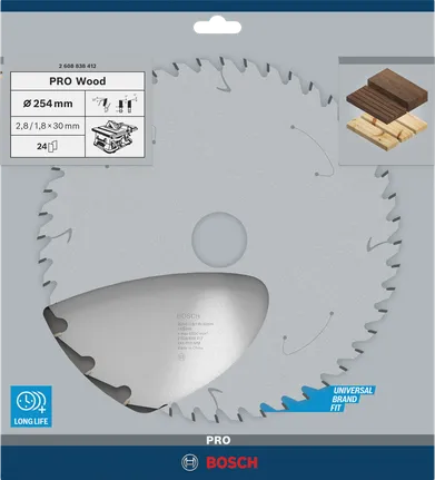 Bosch PRO Wood Kreissägeblatt 254×2,8×30 mm 24T.