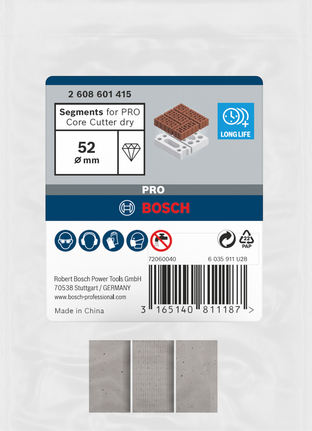 Bosch PRO Kernbohrer, Trockensegment 52 mm für Mauerwerk.