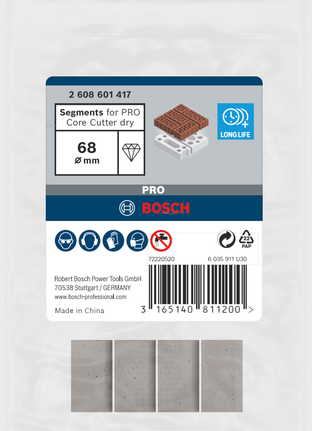 Bosch PRO Kernfräse, Trockensegmente 68 mm für Mauerwerk.