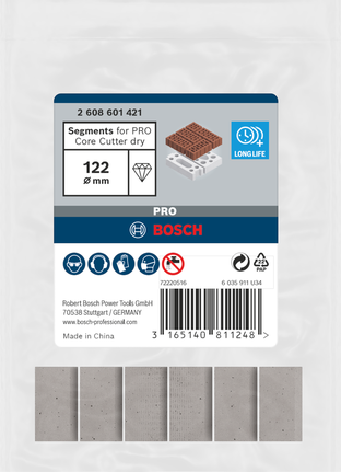 Bosch PRO Kernschneider, Trockensegmente 122 mm, lange Lebensdauer.
