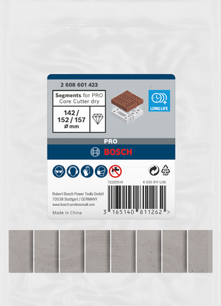 Bosch PRO Kernfräser für trockene Segmente 142 bis 157 mm, 8 Zähne.