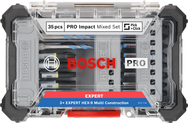 Bosch PRO Schlagschrauber- und Mehrzweck-Baubohrer-Set, gemischt, 35-teilig.