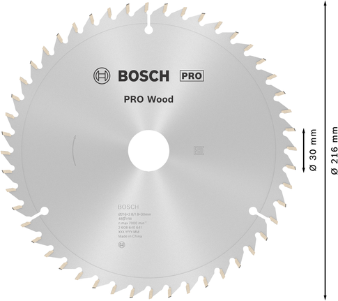 Bosch PRO Holz-Kreissägeblatt, 216 mm, 48 Zähne.
