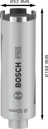Bosch PRO Kernbohrer trocken 52x150 mm G 1/2 Zoll.