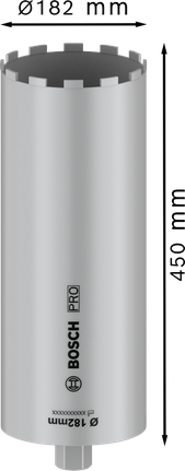 Bosch PRO Kernschneider nass, 182 mm Durchmesser, 450 mm Länge.
