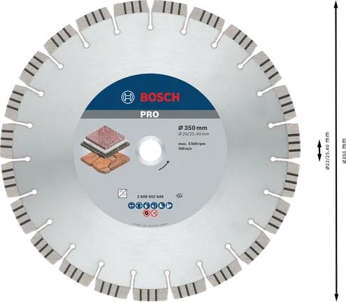 Bosch PRO Stone Diamantscheibe, 350 mm zum Schneiden von Stein.