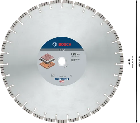 Bosch PRO Stone Diamantscheibe 450 mm zum Schneiden von Stein.