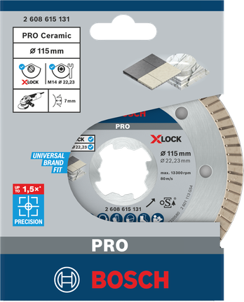 Bosch PRO Ceramic X-Lock Diamantscheibe 115×22,23 mm.
