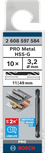 Bosch PRO Metal HSS-G Doppelbohrer 3,2 mm Packung.