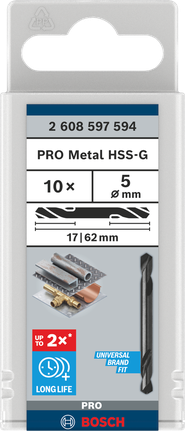 Bosch PRO Metal HSS-G Doppelbohrer 5 mm.