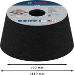 Bosch PRO Stone Kegeltopfscheibe 90-110 mm zum Schleifen.