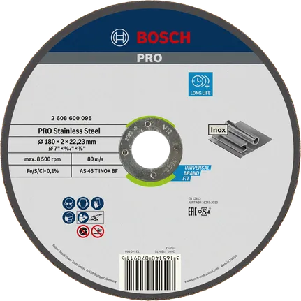 Bosch PRO Edelstahl-Trennscheibe, 180 mm für Edelstahl.