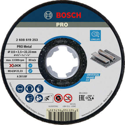 Bosch PRO Metallgebundene Trennscheibe X-Lock 115 mm.