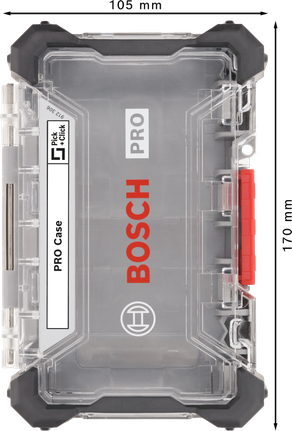 Bosch PRO Leerkoffer Groß mit transparentem Deckel.