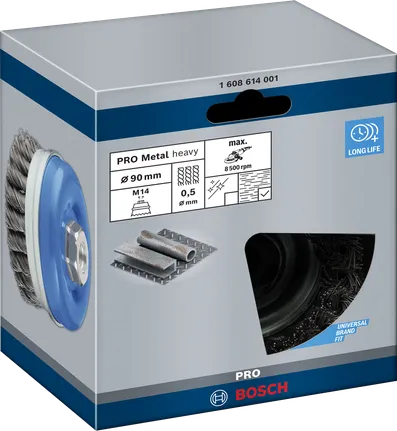 Bosch PRO Metall-Topfbürste für schwere Anwendungen 90×0,5 mm.