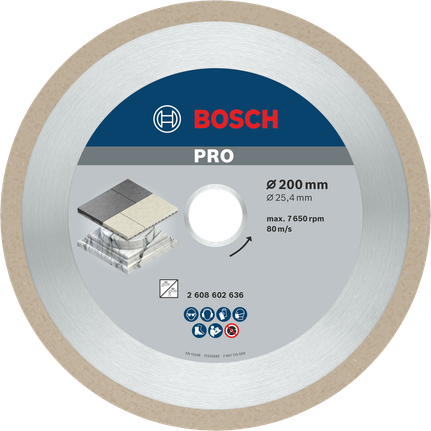 Bosch PRO Ceramic Diamantscheibe 200 mm zum Fliesenschneiden.