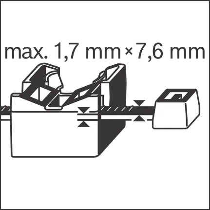 Abmessungen des Kabelbinderschlitzes.