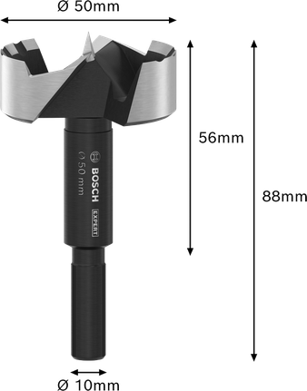Bosch EXPERT Forstnerbohrer für Holz, 50 mm Durchmesser.
