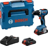 Bosch GSR 18V-65 Akku-Bohrschrauber-Set mit Koffer und Akkus.