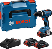 Bosch GSB 18V-65 Akku-Bohrschrauber-Set mit Akkus und Ladegerät.