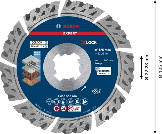 Bosch EXPERT MultiMaterial X-LOCK Diamant-Trennscheibe 125 mm.