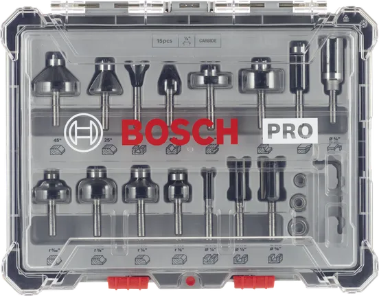 Bosch PRO 1/4″ Fräser-Set 15-tlg.