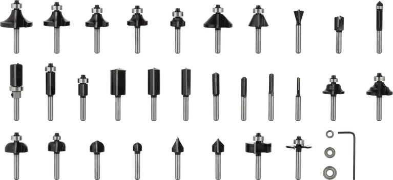 Bosch PRO Fräser-Mix-Set 30-teilig mit 1/4 Zoll Schaft.
