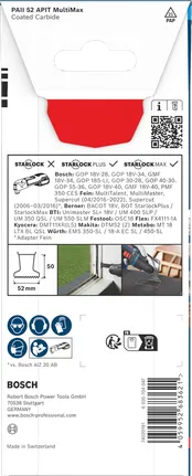 Bosch EXPERT PAII 52 APIT MultiMax Tauchsägeblatt für Hartmetallbearbeitung.